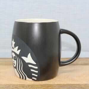 2011 Starbucks Coffee Mug Barrel Siren Mermaid Etched Black Ivory